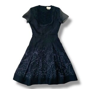 SB by SACHIN+BABI Cocktail Dress Fit & Flare Embroidered Beaded LBD Black Size 4